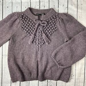 MODA INTERNATIONAL Wool Blend Popcorn Sweater